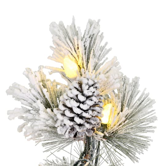 4.5ft. Pre-Lit Flocked Kimball Pine Artificial Christmas Tree in Decorative Planter, Warm White Dura-Lit™ LED Lights